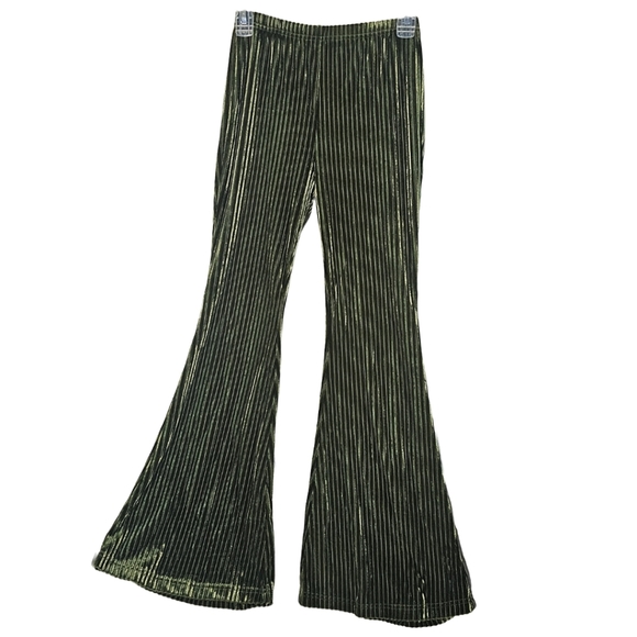 Cider Pants - Funky Olive corduroy-look bell bottom leggings